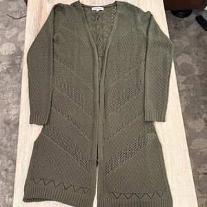 Hooked Up Juniors Forest Green Open-Front Cardigan